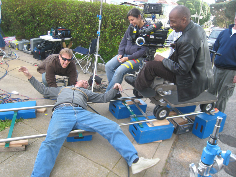 Ken Martini On Set Tied to the Dolly Track
